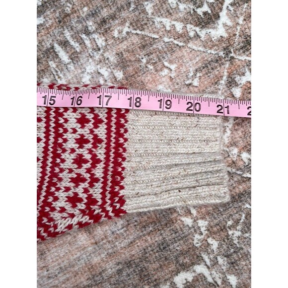 Fat Face UK Wool Blend Fair Isle Red Cream Reindeer Ski Resort Sweater Size 18 - Picture 12 of 16